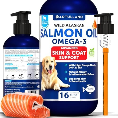 Wild Alaskan Salmon Oil for Dogs - 16 OZ - Fish Oil for Dogs - EPA & DHA