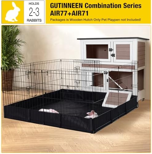 Aivituvin 36" Rabbit Hutch Bunny Cage Indoor Outdoor Guinea Pig Cage 2 Story Wth Trap Door, 2 Tray,Wheels,Brown