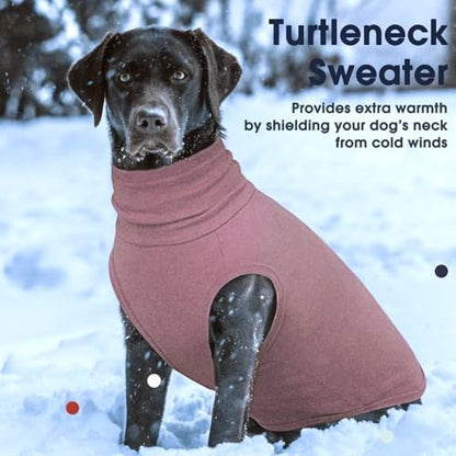 IECOii XL Dog Sweater - Stretch Fleece Vest with Turtleneck - DarkRed,XL
