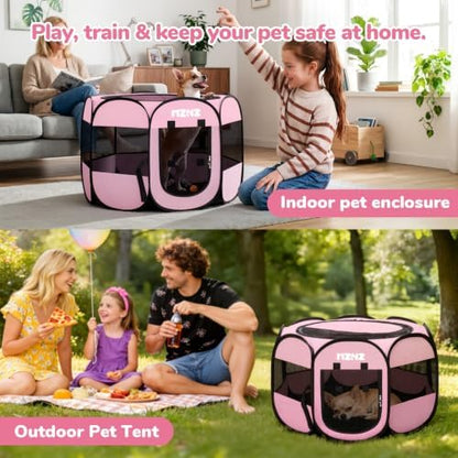 Dog Cat Small Animal Puppy Playpen Crate, Small, Whole Pink