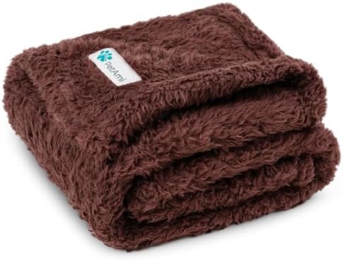 PetAmi Soft Plush Sherpa Dog Blanket for Pet Cat, Medium 29x40, Brown