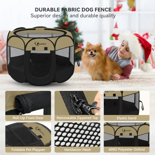Siedihit Dog Cat Playpen, Medium Puppy Pet Playpen, Dog Crate Tent Cage