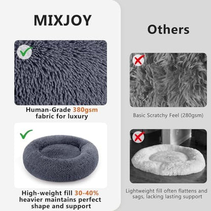 MIXJOY Orthopedic Dog Bed Comfortable Donut Cuddler Round Pet Beds Ultra Soft Washable Dog and Cat Cushion Bed (30'', Dark Gray)