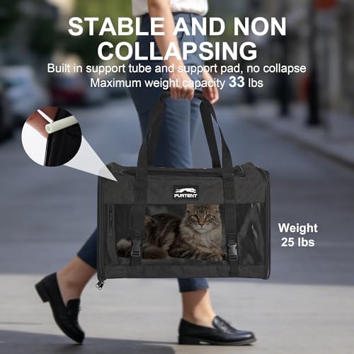 Soft Sided Cat Carrier, Pet Carrier for 2 Cats or Small Dogs Up to 25Lbs