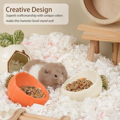 2 Pack Ceramic Hamster Food Bowl Anti-Tip Chew-Proof Water Dish