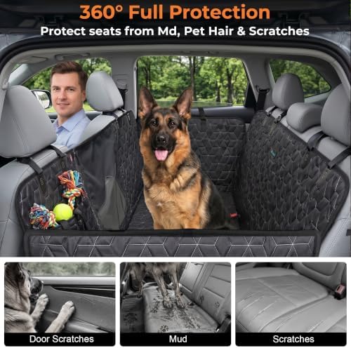 Meginc 56" Dog Seat Cover for Back Seat, Scratch Resistant Hammock for Car