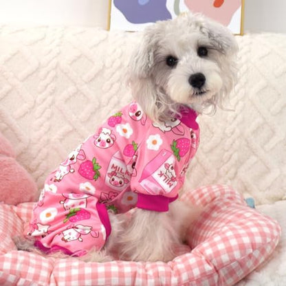 XPUDAC 4 Pack Dog Pajamas for Small Dogs Soft Puppy Clothes Onesie, M