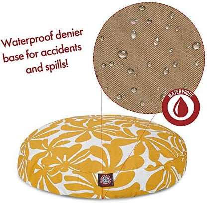 Yellow Plantation Large Round Indoor Outdoor Pet Dog Bed With Removable Washable Cover By Majestic Pet Products