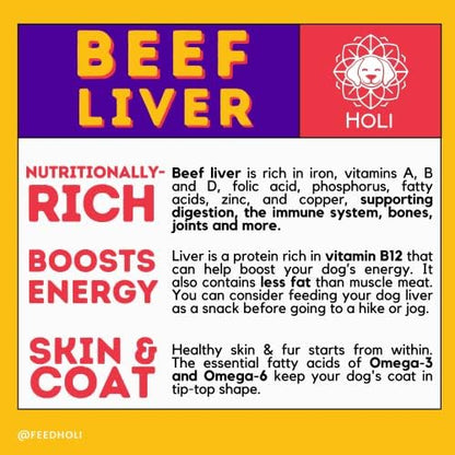 HOLI Beef Liver Powder Dog Food Topper – Freeze Dried Beef Liver Dog Topper for Dry Food – Single Ingredient, Human-Grade Meal Topper for Picky Dogs – Grain Free & All Natural - 2oz