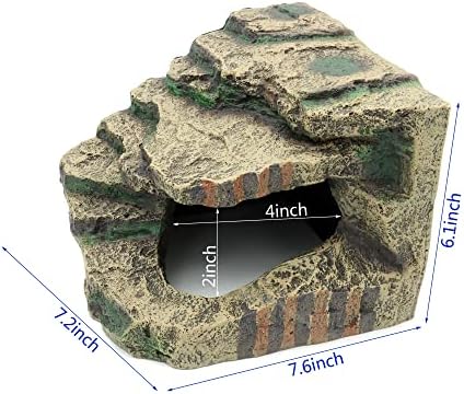 JIHAQUA Large Resin Reptile Tank Accessories Hideouts Cave
