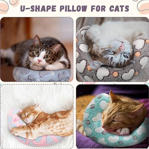 Sweetude 4 Pcs Cat Pillow Calming Pet Dog Neck Pillow, Heart, Medium