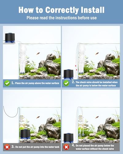 AQQA Aquarium Air Pump, 10W Powerful Dual Outlet Adjustable Oxygen Aerator