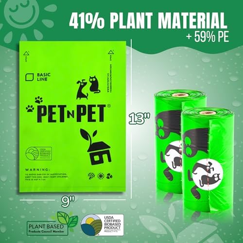 Pet N Pet Dog Poop Bags Rolls, 540 Count, Plant Based, Unscented, Green