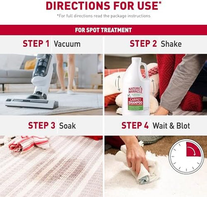 Nature's Miracle Carpet Shampoo Pet Stain & Odor Remover, 64 oz (4 Pack)