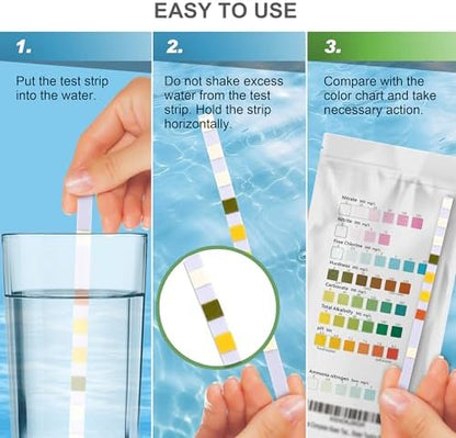 AAwipes Aquarium Ammonia Test Strips 8-in-1 |25 Strips | Quick & Accurate Water Testing Test pH, Ammonia, Alkalinity, Hardness, Chlorine, Nitrite, etc. (K02-25)