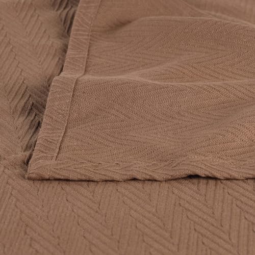 Superior Metro All-Season Cotton Blanket, Woven Blanket for Couch, Bed, Bedding, Farmhouse, Home Essentials, Cute and Cozy Bohemian Blankets, Herringbone Weave, Full/Queen, Taupe