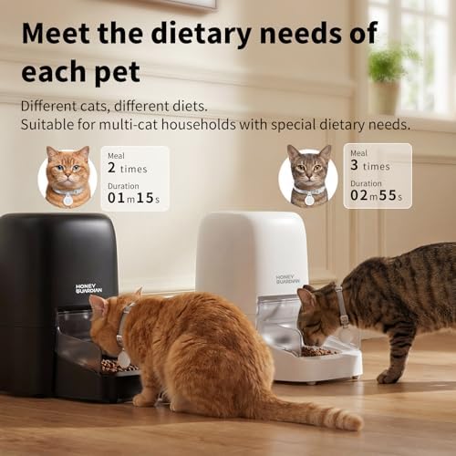 HoneyGuaridan RFID Automatic Cat Feeder,Collar Tag for Personalized Meal
