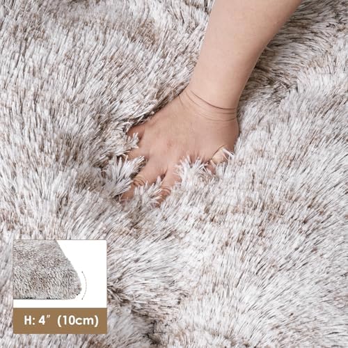 EHEYCIGA Fluffy Dog Crate Bed for Large Dogs, Plush Faux Fur Pad, Brown