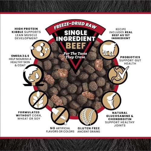 VICTOR Raw Kibble Blend - Ranchers' Beef Freeze-Dried Dry Dog Food, 4 lb