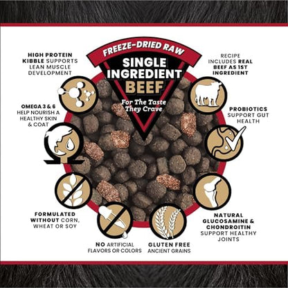VICTOR Raw Kibble Blend - Ranchers' Beef Freeze-Dried Dry Dog Food, 4 lb