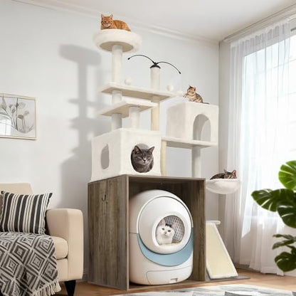 Cat Tree Tower for Automatic Litter Box, 68 Inches, Grey