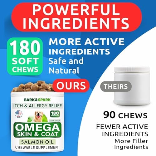 Omega 3 for Dogs - Fish Oil for Skin & Coat Health, Itch & Allergy Support
