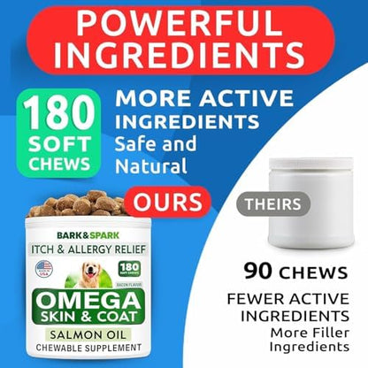 Omega 3 for Dogs - Fish Oil for Skin & Coat Health, Itch & Allergy Support