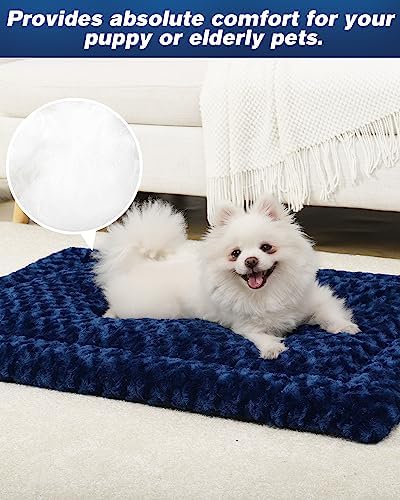Exsnugy Washable Dog Bed Mat Medium Size Fluffy Pet Crate Pad 30x19