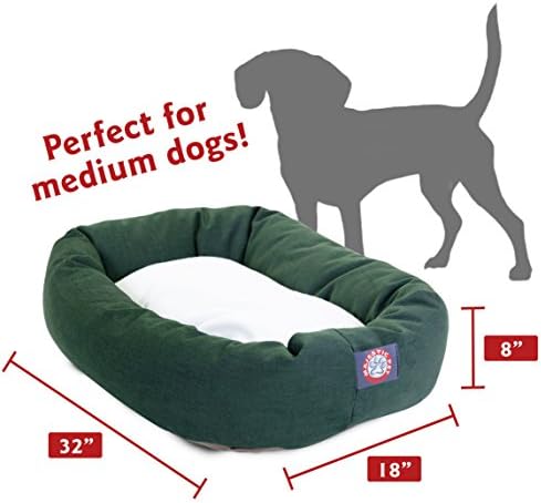 Majestic Pet Sherpa Bagel Dog Bed, 32 Inch Medium, Round, Washable, Green