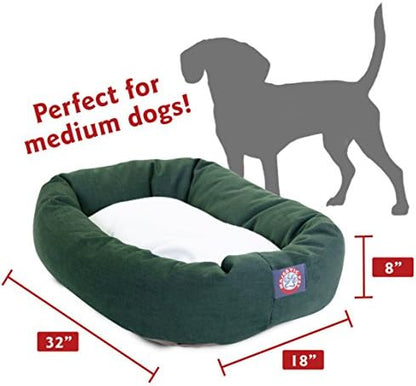 Majestic Pet Sherpa Bagel Dog Bed, 32 Inch Medium, Round, Washable, Green