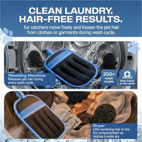 Pet Hair Remover Kit – New 2026 – Electrostatic Glove + 6 Fur-Releasing Laundry Octopuses – Dog & Cat Hair Removal for Furniture, Couch, Carpet, Car Seat, Clothes, Bedding, Washer & Dryer