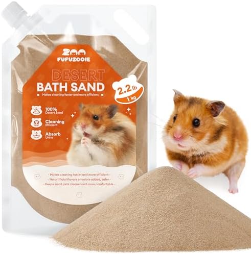 Hamster Bath Sand, 35oz Natural Desert Sand for Gerbil & Syrian Mice, Brown