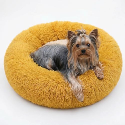 nononfish Puppy Bed for Small Dogs,Soft Calming Donut Bed