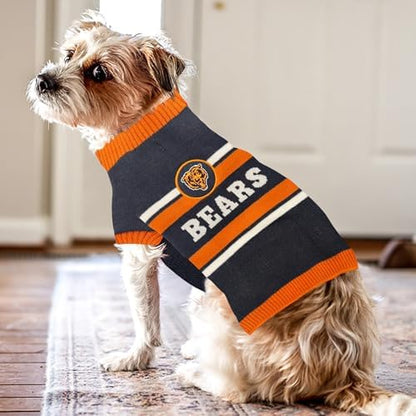 NFL Chicago Bears Dog Sweater, Size Extra Large. Warm and Cozy Knit Pet Sweater with NFL Team Logo, Best Puppy Sweater for Large and Small Dogs