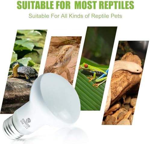Reptile Heat Lamp Bulbs, 2 Pack 50W Simulate Natural Sunlight Heat Light Bulb, Amphibian Terrarium Basking Spot Lamp for Reptile, Bearded Dragon, Lizard, Turtle, Snake