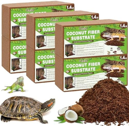 Halatool 6 Pack Compressed Coconut Fiber Substrate for Reptiles