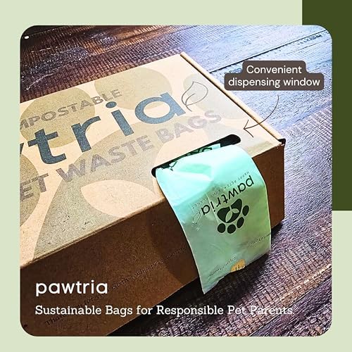 Pawtria Home Compostable Dog Poop Bag Rolls, 480 Bags, 32 Rolls