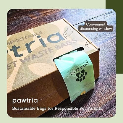 Pawtria Home Compostable Dog Poop Bag Rolls, 480 Bags, 32 Rolls