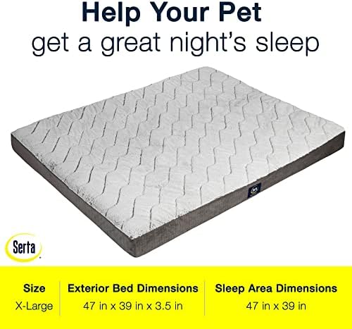 Serta Orthopedic Quilted Pillow Top Dog Bed for Pets – Slate Gray (X-Large)