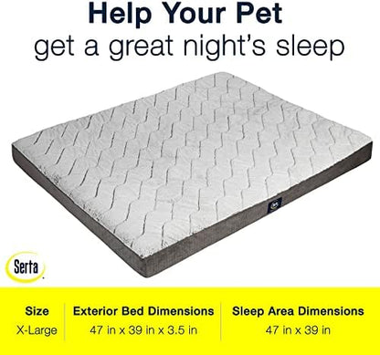 Serta Orthopedic Quilted Pillow Top Dog Bed for Pets – Slate Gray (X-Large)