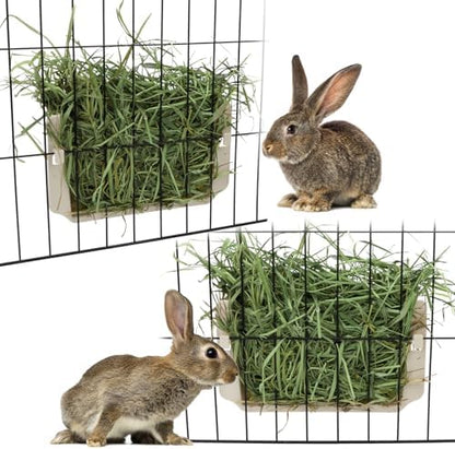 Hypeety Rabbit Hay Feeder Automatic Hay Rack for Guinea Pigs, White, 2pcs