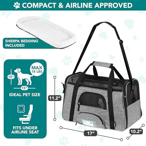 PetAmi Airline Approved Pet Carrier for Cats Small Dogs, Small Heather Gray