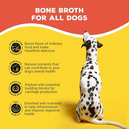 Brutus Broth Dog Food Topper - Instant Bone Broth Powder with Probiotics for Dogs’ Daily Digestive Health - Human-Grade Quality, Serve Dry or Wet - Pork Flavor, 3.5 oz (Pack of 1)