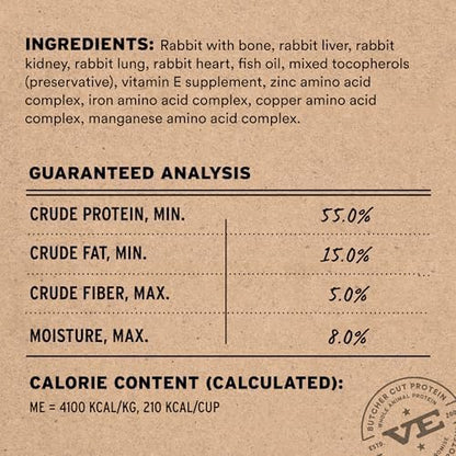 Vital Essentials Freeze Dried Dog Food, Rabbit Mini Nibs, 25 oz Bag