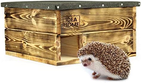 LEVIATAN - Hedgehog house with wooden base, year-round house, weatherproof, Ready-to-Use, No Assembly Required, perfect for the garden, winter quarters, Burnt wood.