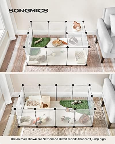 SONGMICS Pet Playpen with Floor, Small Animal Playpen
