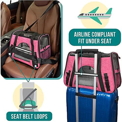 PetAmi Airline Approved Pet Carrier for Cats Small Dogs, Small Heather Pink