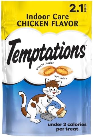 Temptations Indoor Care Crunchy Cat Treats, Chicken, 2.1 oz, 12 Pack
