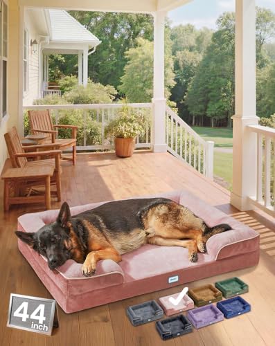 OhGeni Orthopedic Extra Large Dog Bed Couch, Memory Foam, 44-inch (Pink)
