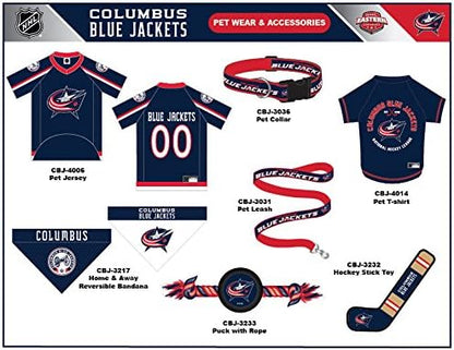 NHL Columbus Blue Jackets Tee Shirt for Dogs & Cats, Medium. - Are You A Hockey Fan? Let Your Pet Be An NHL Fan Too!